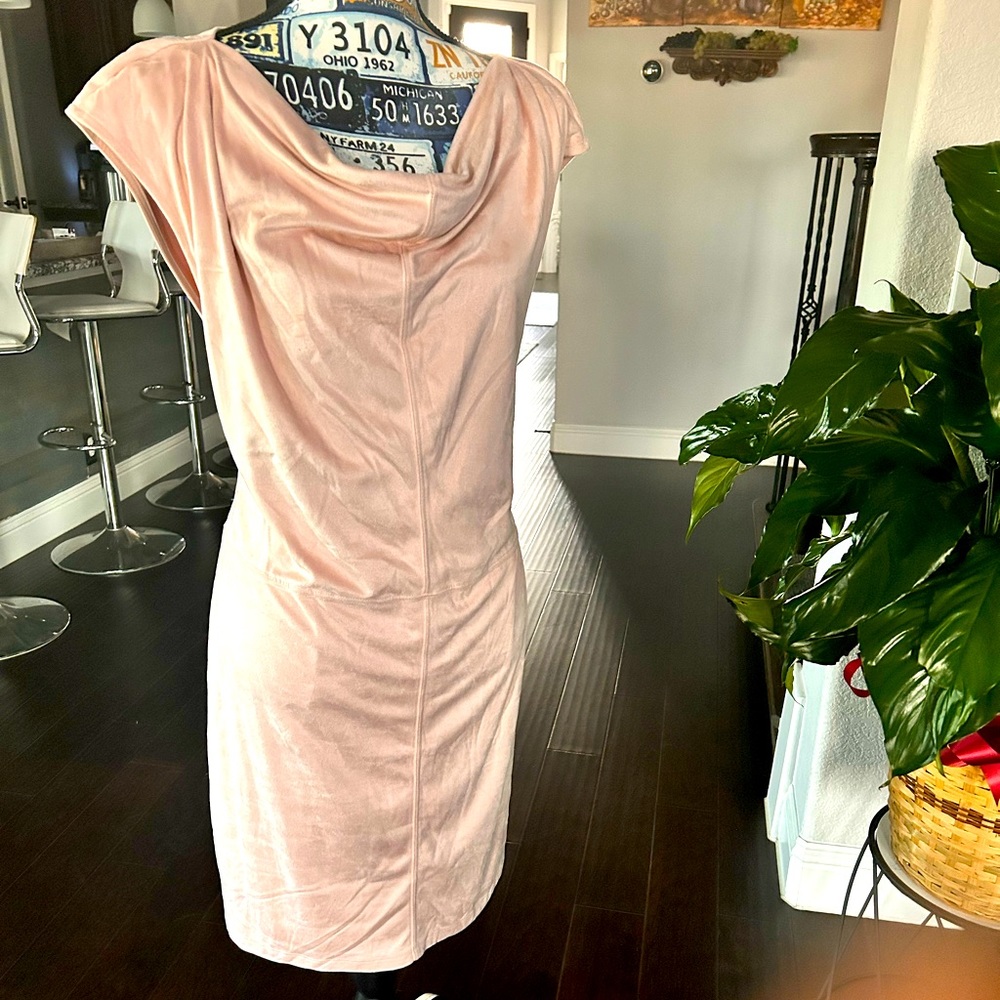 Light pink suede like fabric dress